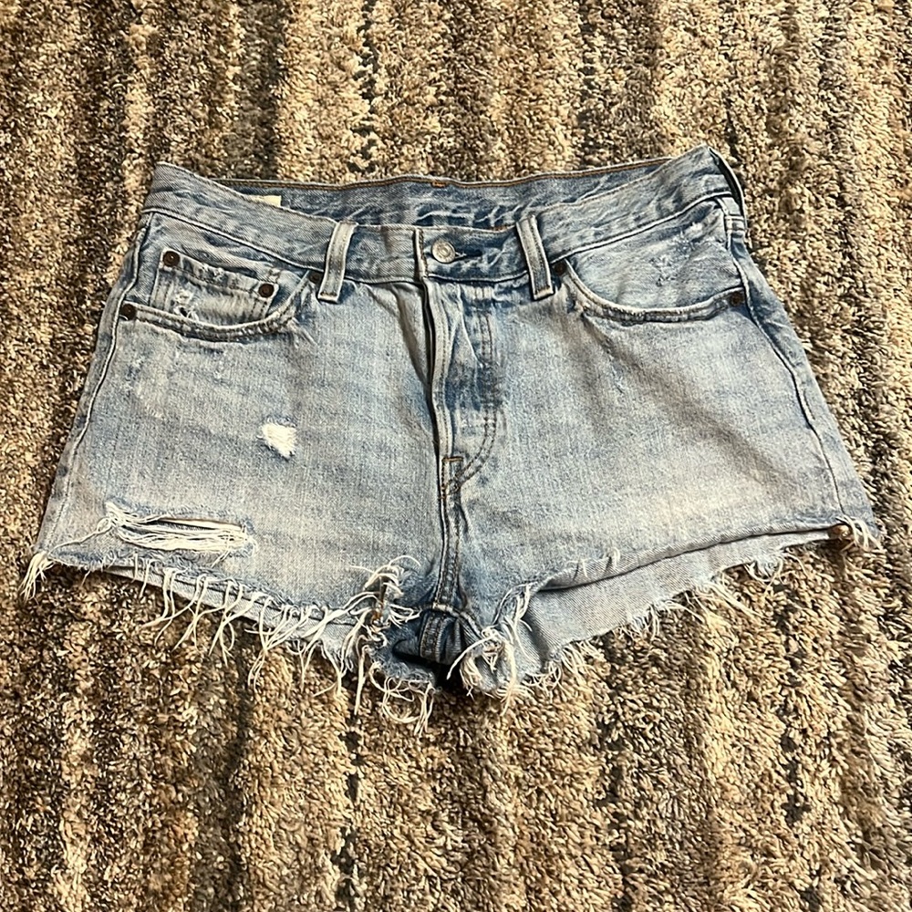 Levi’s Light Denim Distressed Shorts
